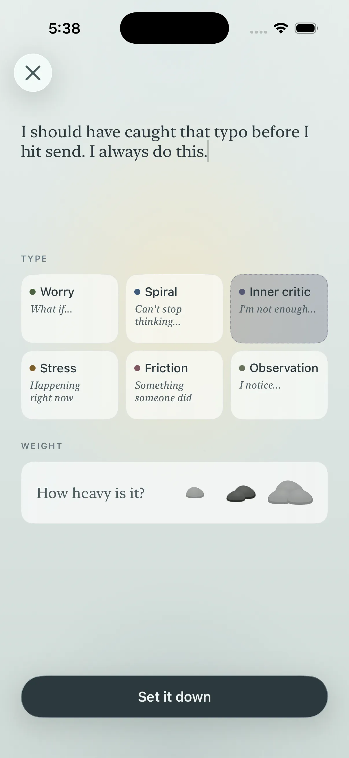 The Loam thought capture screen asking what is on your mind