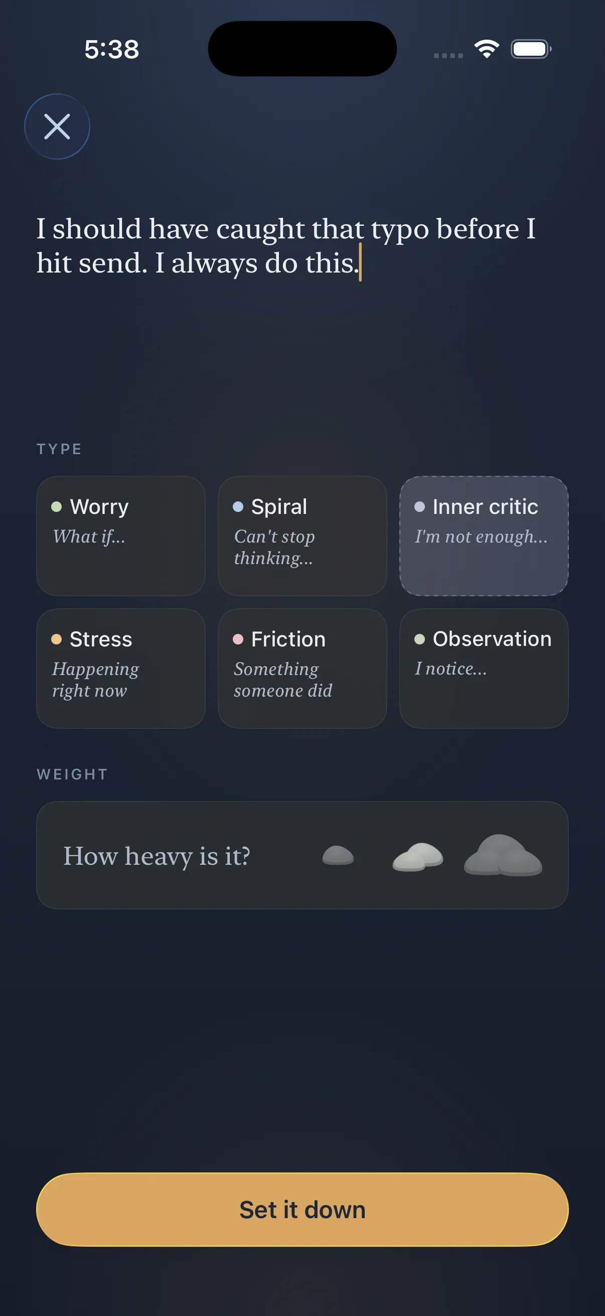 The Loam thought capture screen asking what is on your mind