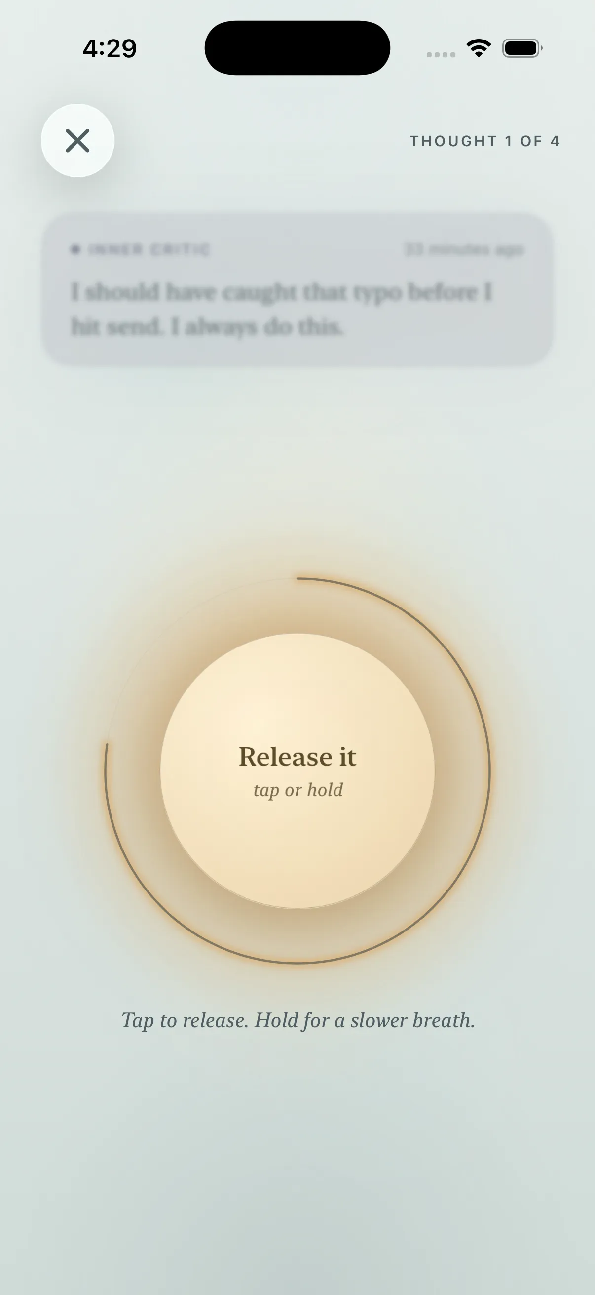 The Loam release screen with its warm reactive button